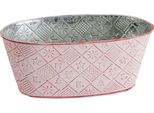 Vaso Ovale Per Piante, Rosso 24X13 Cm, Fioriera In Metallo