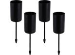 Set Di 4 Portacandele In Metallo A Bastoncino Nero 2,3 Cm