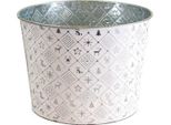 Vaso Rotondo Per Piante, In Argento Ø 25X19 Cm, Fioriera In Metallo