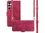 Custodia Per Samsung Galaxy A15/Samsung Galaxy A15 - Similcuoio - Cover Imoshion Con Cinturino/Custodia Pieghevole - Rosso