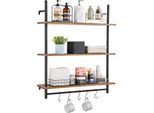 Vevor Scaffale Tubolare Industriale, 3 Livelli, 81,3 X 25,9 Cm, Scaffale Galleggiante In Legno Rustico Per Montaggio A Parete, Supporto, Scaffale Espositivo, Libreria, Scaffale Di Stoccaggio, Porta Minuteria Nero