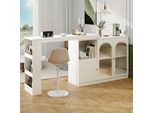 Abrihome Tavolo Da Sala Da Pranzo Girevole A 360° Tavolo Da Bar, Tavolo Alto Allungabile Con Armadio, Bianco