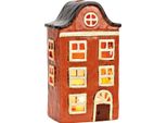 Lanterna Rossa Decorativa In Gres, 13X22X9 Cm