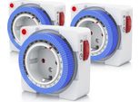 Bearware 3X Timer, Meccanico, 3 Stop, 24 Ore, Compatto, Intervalli Di Tempo Di 15 Minuti, Blocco Di Sicurezza Per Bambini
