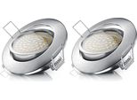Faretto Da Incasso Brandson 2X Led, Funzione Dimmerabile, Meccanismo Orientabile, Led Integrato In Modo Permanente, Faretto Da Soffitto Con Cornice In Alluminio, Bianco Caldo