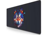 Tappetino Per Mouse Da Gioco Titanwolf Xxl, 900 X 400 X 3 Mm, Tappetino Da Scrivania, Lavabile, Retro Antiscivolo, Velocità E Precisione, Lupo Poligonale