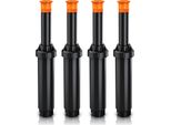 Brandson 4X Irrigatore Retrattile, Lunghezza 10 Cm, Irrigatore Per Prato, Sistema Di Irrigazione A Scomparsa Per Giardino