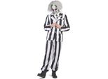 Tuta Fantasma Nero Bianco Strisce Halloween Carnevale Costume Spaventoso Creativo Tema Festa Travestimento Elegante Divertente Unisex Moda Completo Avventura, Taglia: 48 - 50 (M) Colore: Bianco