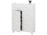 Cassettiera HWC-N86, Credenza, Design A Onda 3D Con Ante Ad Apertura Rapida 107X76X36Cm ~ Bianco