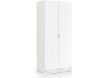 Kleiderschrank >LC-180< 2 Türen, Kleiderstange, Ablageboden, Weiß - 81x180x52 (BxHxT)