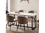 Finebuy Tavolo Da Sala Da Pranzo Tavolo Da Pranzo Bianco In Marmo Tavolo Da Cucina Moderno Con Gambe In Metallo Tavolo Da Pranzo Tavolo Rettangolare Sala Da Pranzo