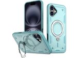 Custodia A Doppio Strato Per Iphone 16 Plus, Custodia Protettiva Militare Magnetica Con Anello In Metallo E Supporto Verde Menta