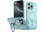 Custodia A Doppio Strato Per Iphone 16 Pro Max, Custodia Protettiva Militare Magnetica Con Anello In Metallo E Supporto Verde Menta