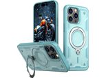 Custodia A Doppio Strato Per Iphone 15 Pro Max, Custodia Protettiva Militare Magnetica Con Anello In Metallo E Supporto Verde Menta