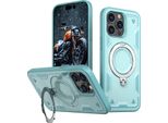 Custodia A Doppio Strato Per Iphone 13 Pro, Custodia Protettiva Militare Magnetica Con Anello In Metallo E Supporto Verde Menta