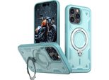 Custodia A Doppio Strato Per Iphone 12 Pro Max/13 Pro Max, Custodia Protettiva Militare Magnetica Con Anello In Metallo E Supporto Verde Menta