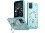 Custodia A Doppio Strato Per Iphone 11/Iphone Xr, Custodia Protettiva Militare Magnetica Con Anello In Metallo E Supporto Verde Menta