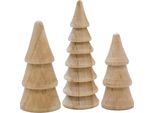 1.08 Alberi Decorativi In Legno Naturale - Set Di 3 Misure Diverse - Set Di Abeti Di Colore Chiaro