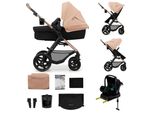 Kinderkraft Moov 2 - Passeggino 4 In 1 - Con Navicella, Passeggino E Seggiolino Mink Pro I-Size - Grandi Ruote Antiforatura - UPF50+ - Fino A 27 Kg - Beige