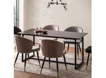 Tavolo Da Pranzo 200X90X76 Cm Tavolo Da Cucina Nero In Marmo Look Moderno, Tavolo Da Pranzo Grande, Tavolo Da Pranzo Rettangolare, Tavolo Da Sala Da Pranzo Con Gambe In Metallo | Wohnling