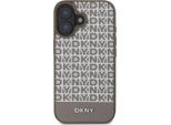 Dkny, Custodia Protettiva Per Iphone 16 Repeat Pattern Bottom Stripe, Marrone