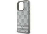 Dkny, Custodia Elegante Per Iphone 16 Pro Max Con Motivo A Scacchi E Strisce, Giallo-Grigio