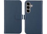 Custodia Per Samsung Galaxy S25 - Vera Pelle - Custodia Selencia Flip Flap - Blu