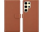 Custodia Per Samsung Galaxy S25 Ultra - Vera Pelle - Selencia Flip Flap Sleeve - Marrone Chiaro