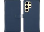 Custodia Per Samsung Galaxy S25 Ultra - Vera Pelle - Selencia Flip Flap Sleeve - Blu