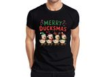 Merry Duckmas Duck Antlers - Maglietta Da Uomo Natale Xmas Christmas, Nero, L