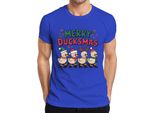 Merry Duckmas Duck Antlers - Maglietta Da Uomo Natale Xmas Christmas, Blu, Xl