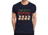 Merry Duckmas Duck Antlers - Maglietta Da Uomo Natale Xmas Christmas, Navy, Xl