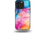 Smartphonica Custodia Per Iphone 14 Pro Con Stampa Marmo Acrilico Arcobaleno - Custodia Backcover In Tpu Con Design Marmo Acrilico Arcobaleno