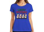 Merry Duckmas Duck Antlers - Maglietta Da Donna Natale Xmas Christmas, Blu, Xl