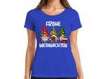 Buon Natale Elfi Gnomi Gnomi - Maglietta Da Donna Natale Xmas Christmas, Blu, L