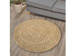 3.02 Tappeto Rotondo Ø 80 Cm Circa In Seagrass / Tappeto Da Bagno Naturale