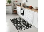Tappeto Da Cucina In Sisal Moderno A Tessitura Piatta Caffè Moka Espresso Nero Dimensioni - 240 X 340 Cm