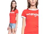 Wrangler Damen, Maglietta Ss Ringer Tee, Xs, Rot, Sport, Tshirt, Camicia