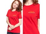 Lee Damen, Maglietta Chest Logo Tee, Xs, Rot, Sport, Tshirt, Camicia