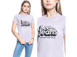 Lee Damen, Maglietta Slim Logo Tee, S, Lila, Sport, Tshirt, Camicia