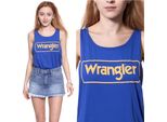 Wrangler Damen, Maglietta B&Y Kabel Tank, S, Blau, Sport, Tshirt, Camicia