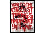 Batman - Poster Incorniciato "Harley Quinn Love"" PM10927 (40 Cm X 30 Cm) (Rosso/Bianco/Nero)"