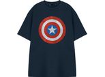 Captain America - Maglietta Da Uomo A Maniche Corte NS8539 (L) (Blu Navy)