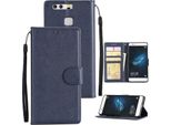 Per Huawei P9 Plus Custodia Per Smartphone In Pelle Pu Cover Protettiva Con Fibbia E 3 Posizioni Per Le Carte Blu