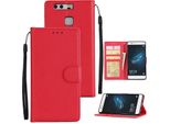 Per Huawei P9 Plus Custodia Per Smart Phone In Pelle Pu Custodia Protettiva Con Fibbia E 3 Posizioni Per Le Carte Di Credito Rosso