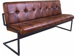 Casa Padrino Panca Chesterfield In Vera Pelle Marrone/Nera 185 Cm - Mobili In Vera Pelle