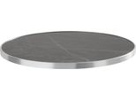 Piano D'appoggio Rotondo In Marmo Nero Con Bordo Argentato, 60 Cm - Oviala Montmartre