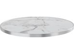 Piano D'appoggio Rotondo In Marmo Bianco Con Bordo Argentato, 60 Cm - Oviala Montmartre