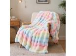 Coperta Coccolosa Coperta Di Peluche Di Coniglio Coperta Super Morbida Da Vivere Spessa 1000 G/M² Coperta Di Flanella Coperta Da Divano Coperta Calda Coperta Da Divano Coperta Versatile Per Letto Divano Camera Da Letto Ufficio, Colorato, 160X200Cm