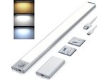 Brandson Led Sottopensile, Striscia Luminosa, Illuminazione Del Mobile Con Rilevatore Di Movimento, Senza Fili, 3 Colori Di Luce, Batteria Ricaricabile, Argento